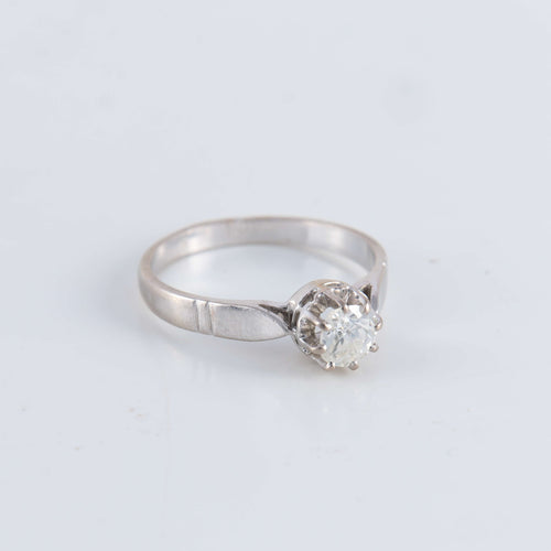 Bague 56 Bague Solitaire or gris Diamant 0.50ct 58 Facettes FM86