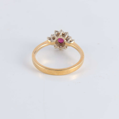 Bague 53 Bague Marguerite Rubis et 12 Diamants 58 Facettes FM63