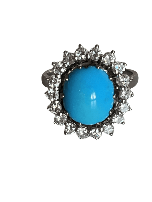 Bague 56 Bague Or blanc Turquoise Diamants 58 Facettes 5075