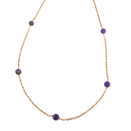 Collier Sautoir Améthystes godronnées 58 Facettes