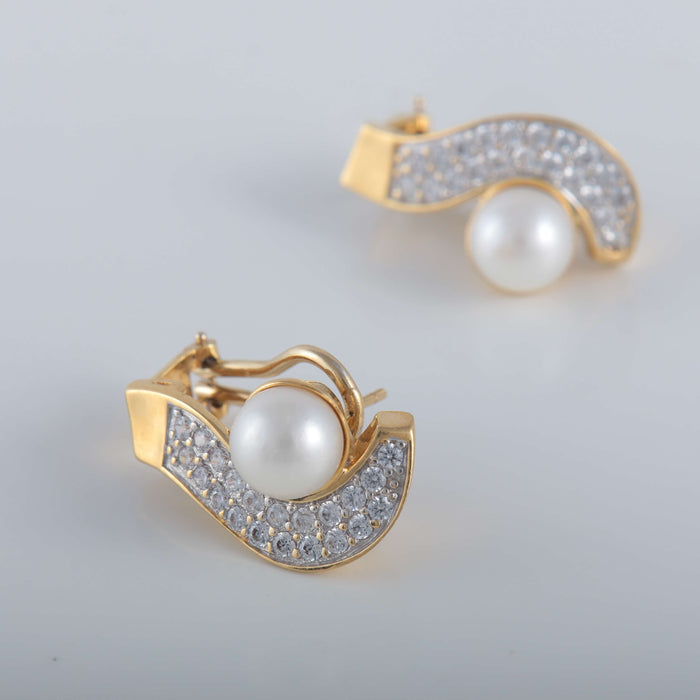 Boucles d'oreilles Boucles d'oreilles forme S Perles Diamants 58 Facettes 1