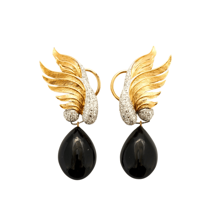 Boucles d'oreilles Pendants d'oreilles Ailes d'or Diamants 58 Facettes