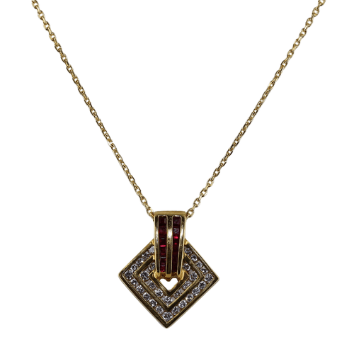 Pendentif Pendentif géométrique Or jaune Rubis Diamants 58 Facettes