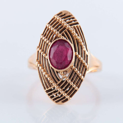 Bague 58 Bague Marquise pierre rouge 58 Facettes 74