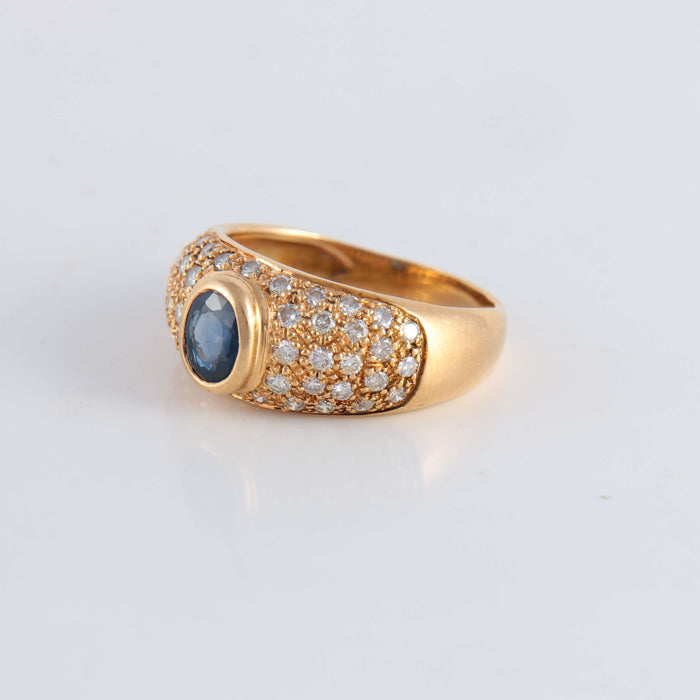 Bague 59 Bague Saphir pavage Diamants 58 Facettes FM114