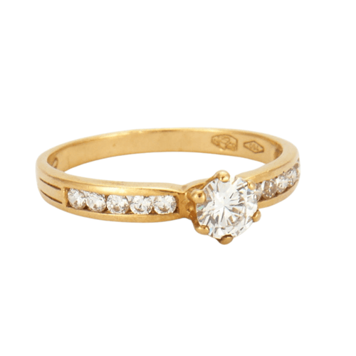 Bague 58 Solitaire en Or jaune, diamants 58 Facettes