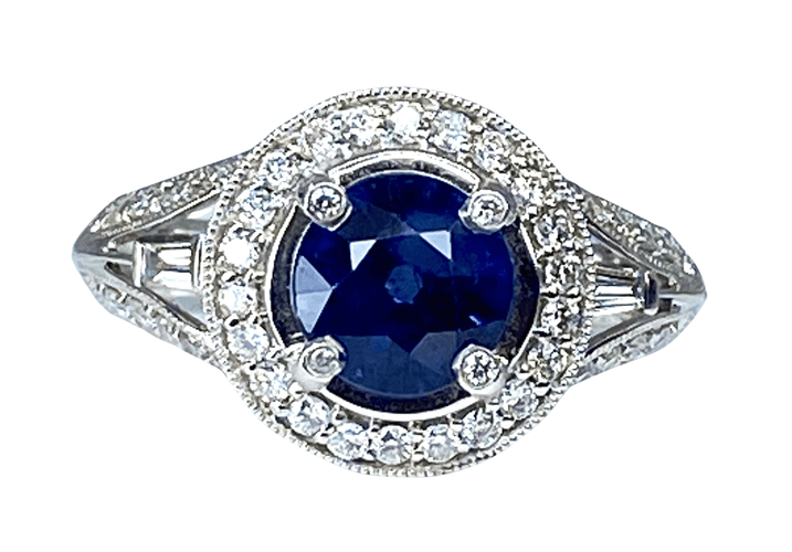 Bague 54 Bague cocktail saphir diamants 58 Facettes AB153