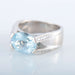 Ring 52 Aquamarine ring with diamonds in white gold 58 Facettes 1
