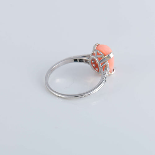 Bague 54 Bague Corail peau d'ange Diamants 58 Facettes 1