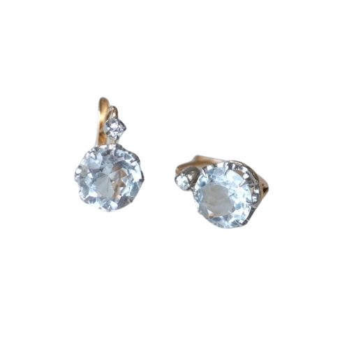 Boucles d'oreilles Boucles d'oreilles Or rose Platine Aigue-marine Diamants 58 Facettes