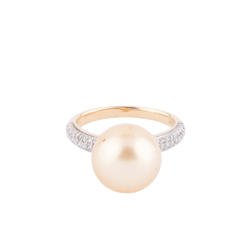 Bague Bague en or jaune, ornée d'une perle de culture Gold 58 Facettes