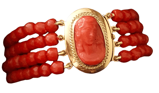 Bracelet Bracelet Yellow gold Coral Cameo 58 Facettes C 1680