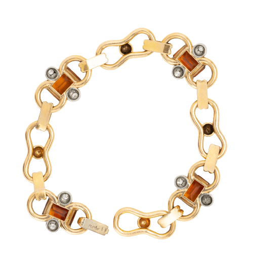 Bracelet Bracelet Or Platine Diamants et Quartz citrine 58 Facettes