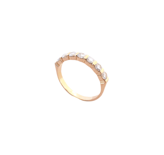 Bague Bague Demi Alliance Diamants Or Jaune 58 Facettes AB 1084