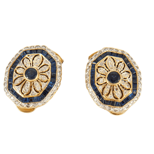 Boucles d'oreilles BOUCLES D'OREILLES OR JAUNE, DIAMANTS, SPAHIRS 58 Facettes