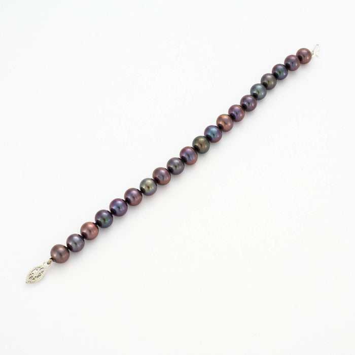 Bracelet Bracelet perles de culture grises et aubergine, fermoir or 58 Facettes DV0489-1