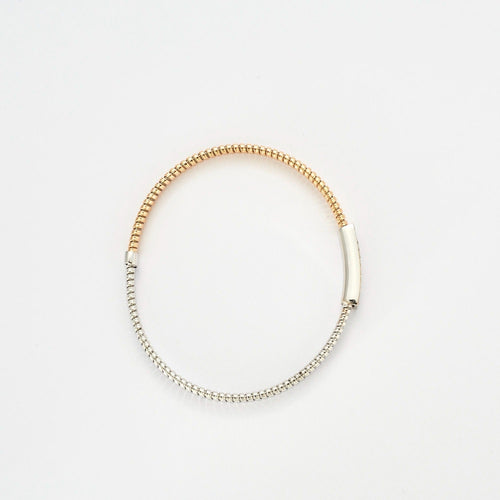 Bracelet Bracelet en acier surligné or rose et gris, pavage diamants 58 Facettes DV506-2