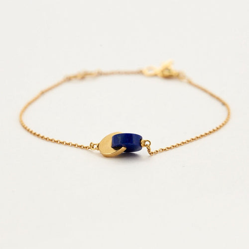 Bracelet Fin Bracelet en or jaune et Lapis-Lazuli 58 Facettes DV0534-15