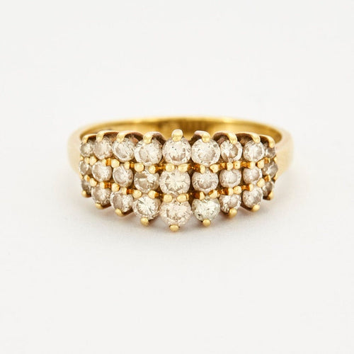 Bague Bague en or jaune trois rangées de diamants 58 Facettes DV0543-1