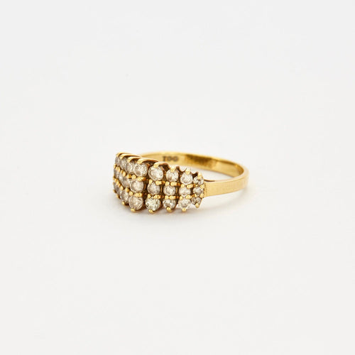 Bague Bague en or jaune trois rangées de diamants 58 Facettes DV0543-1