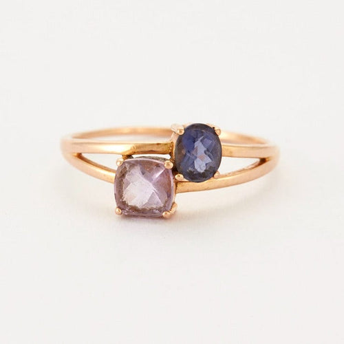 Bague Bague or rose, améthyste et cordiérite 58 Facettes DV1403-5