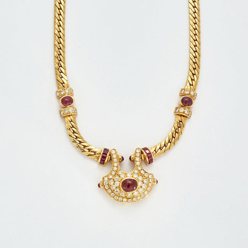 Collier Collier en or jaune, rubis et diamants. 58 Facettes DV0463-5