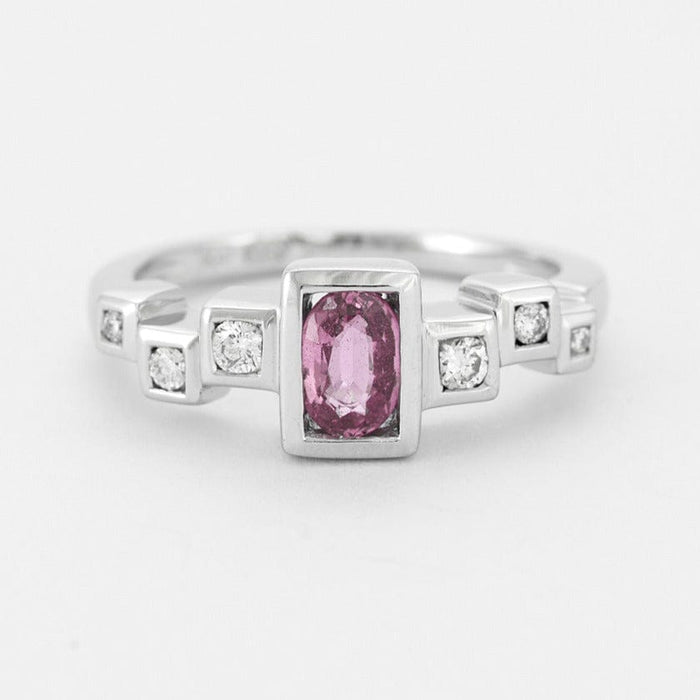 Bague Bague en or gris Saphir rose et diamants 58 Facettes DV0552-1