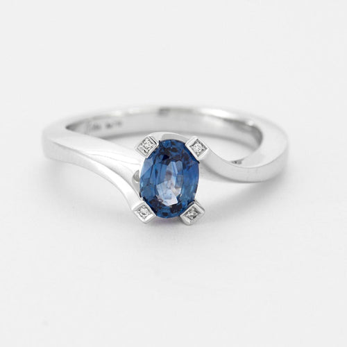 Bague Bague or blanc Saphir et diamants 58 Facettes DV0552-2