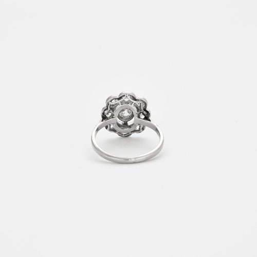 Bague Bague Fleur or gris et diamants taille ancienne 58 Facettes DV0569-13
