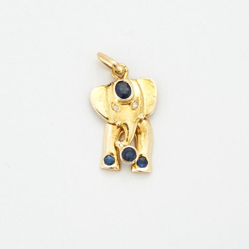 Collier Pendentif Eléphant or et saphirs 58 Facettes DV0574-5