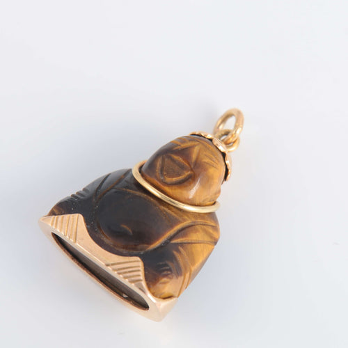 Pendentif Pendentif Bouddha rieur Oeil de tigre 58 Facettes 1