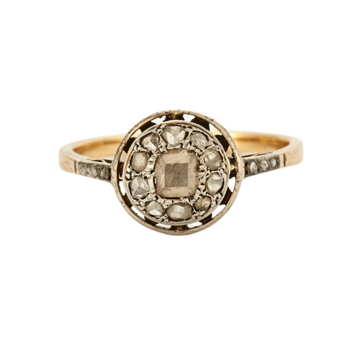 Bague 59 Bague ancienne 2 ors Diamants 58 Facettes EL2-128