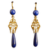 Earrings Pair of pearl, lapis lazuli and rose-cut diamond earrings 58 Facettes 1026745