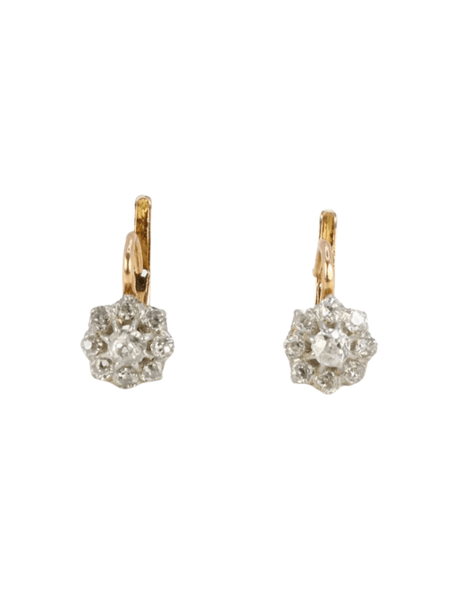 Boucles d'oreilles Dormeuses anciennes en or et diamants taille ancienne 58 Facettes J259