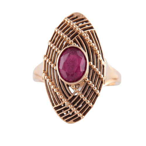 Bague 58 Bague Marquise pierre rouge 58 Facettes 74