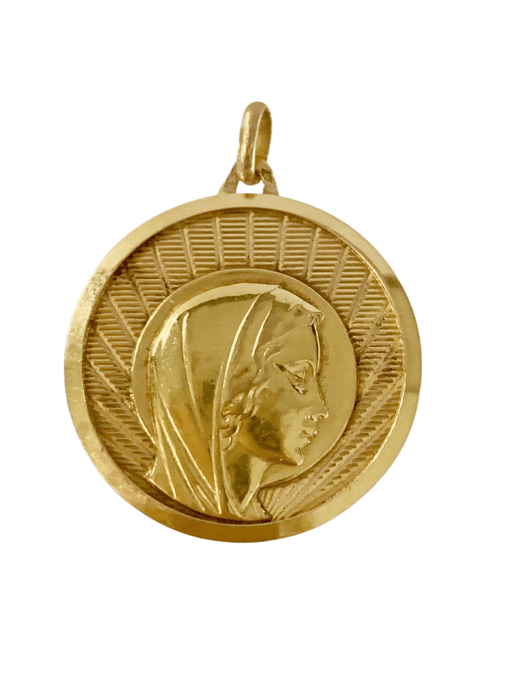 Pendentif Importante Médaille Religieuse Au Profil De La Vierge 58 Facettes 555089