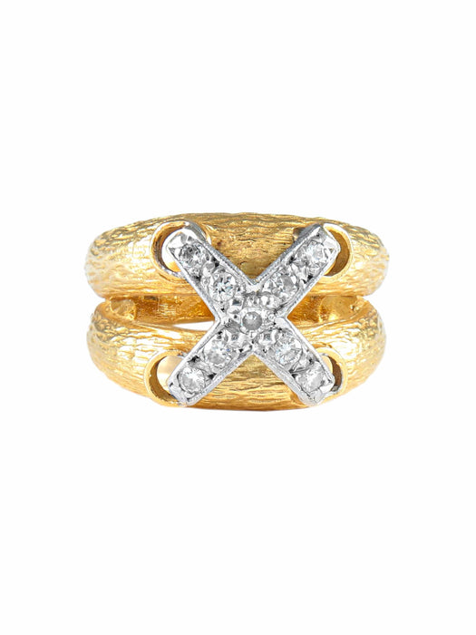 Double RING ring with LIN motif diamonds