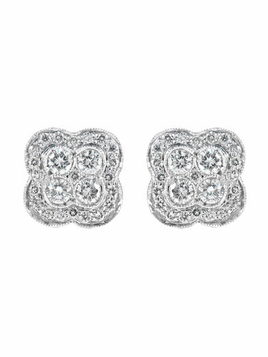 Boucles d'oreilles Boutons d'oreilles or blanc et diamants 58 Facettes 418