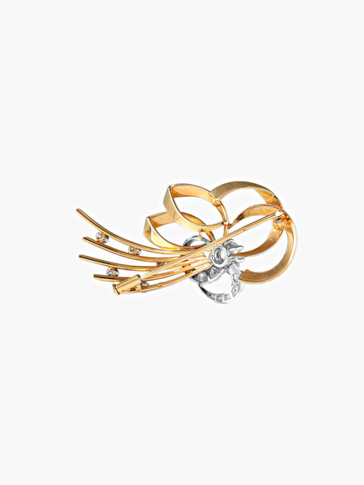 Gold and diamond knot brooch