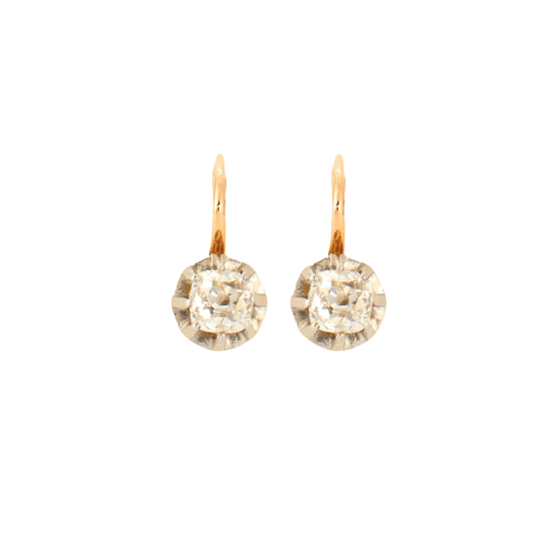Boucles d'oreilles Paire de dormeuses anciennes diamants 58 Facettes