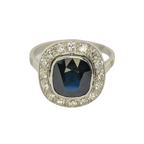 Bague Bague platine diamants et saphir 58 Facettes 25684