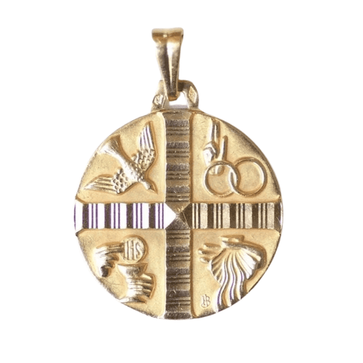 Pendentif Médaille Chrétienne Art Déco or jaune 58 Facettes