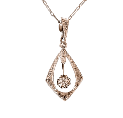 Pendentif Pendentif Art Déco serti de diamants platine et or blanc 58 Facettes 960722