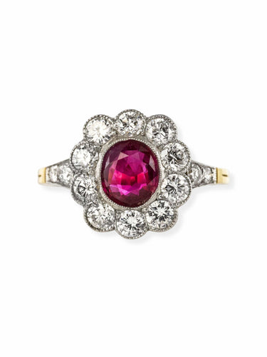 Bague 55 Bague rubis entourage diamants 58 Facettes CQ596-51