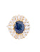 Ring Yellow gold daisy ring with sapphire and double diamond surround 58 Facettes