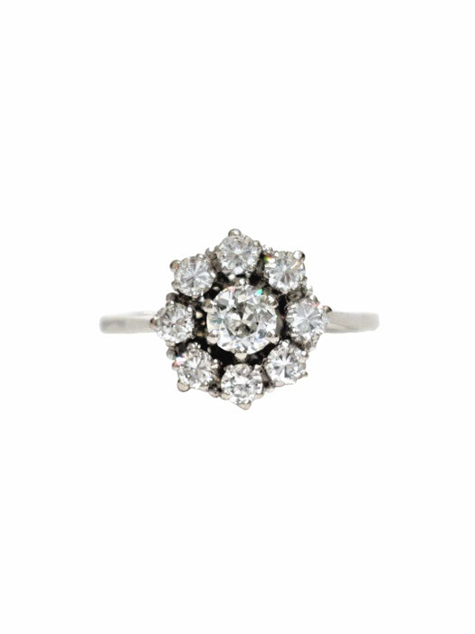 Bague 55 Bague or blanc marguerite diamants 58 Facettes 1-836/1