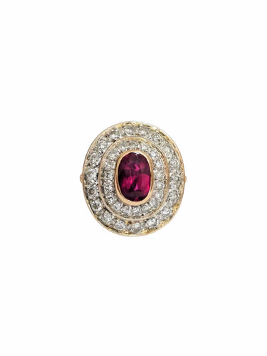 Bague 48 Bague rubis entourage diamants 58 Facettes 1-447/1