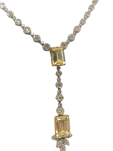 Collier Collier Or blanc Diamants et Pierres Jaunes 58 Facettes 20400000471