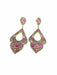 Earrings Vintage gold and silver earrings, diamonds and synthetic rubies 58 Facettes