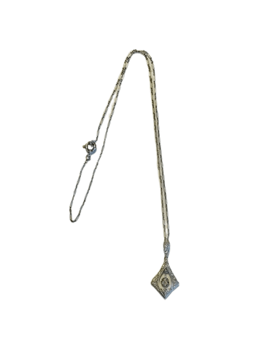 Collier Pendentif diamants et chaine époque Art Déco 58 Facettes